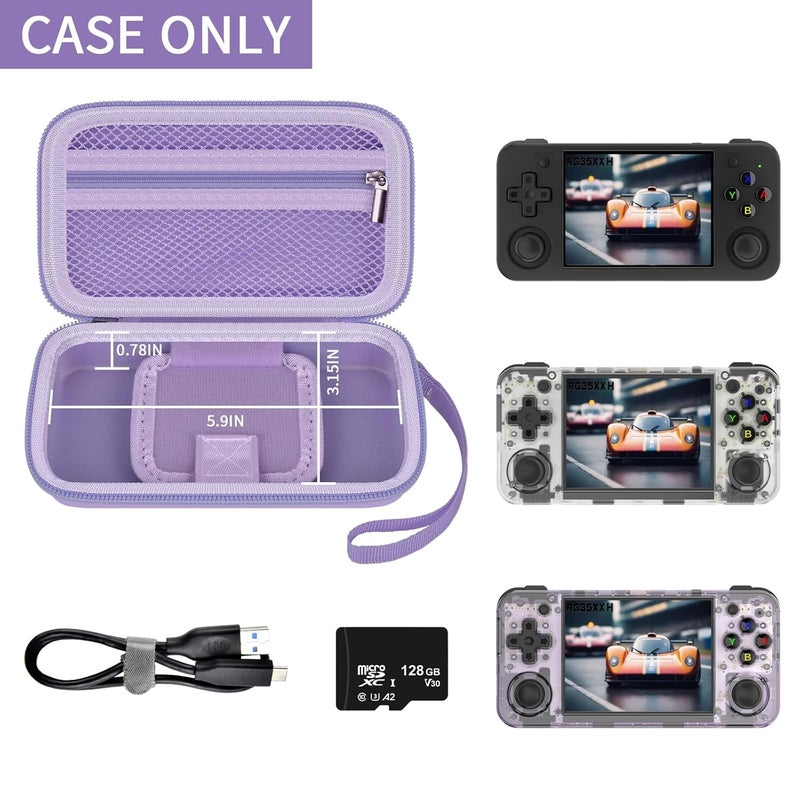 GWCASE Case Compatible with RG35XX H Retro Game Console, Handheld Emulator Gaming Player Storage Organizer for Anbernic for rg35xx h/for RG28XX Retroid Pocket Consoles, TF Card& Cable(Box Only) (Purple) - Image 2